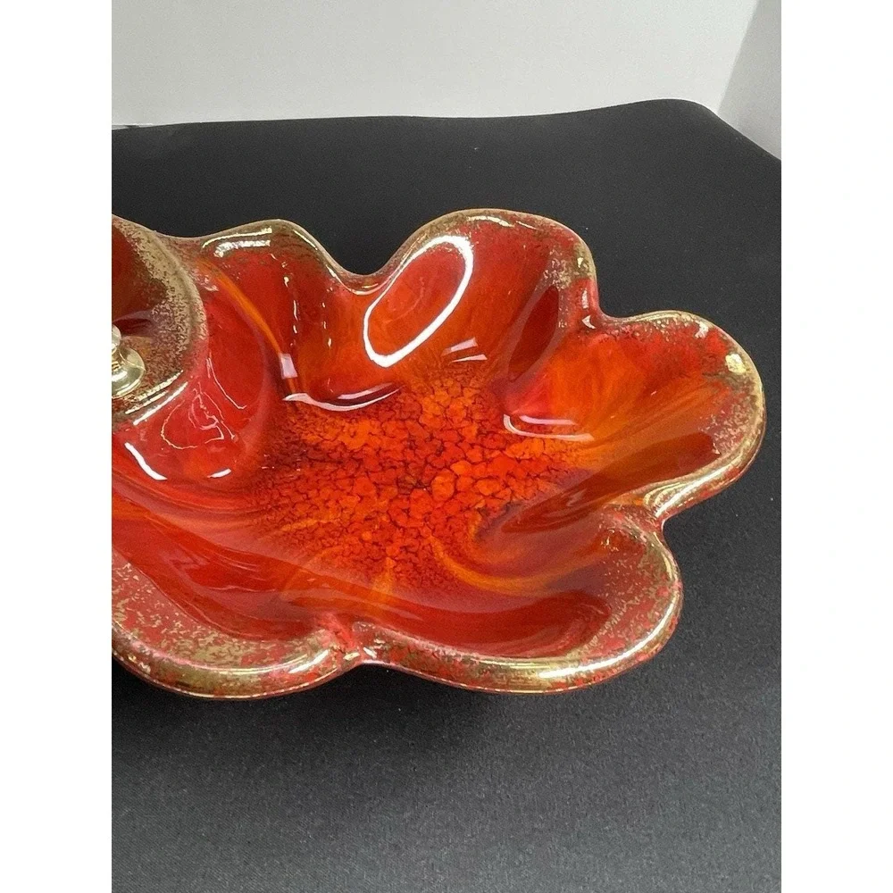 Vintage‎ 1960s California Pottery Orange Tones 306 Candy Dish Relish Tidbit Tray